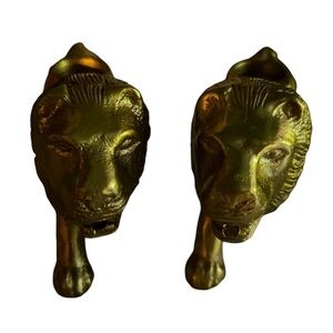Set of two lion candle holders